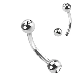 Body Piercing Jewelry Navel Lip Eyebrow G23/ASTM F136 Titanium Externally Treaded Curved Barbell With Press Fit Jeweled Ball