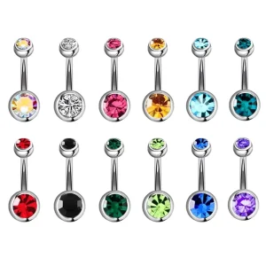 Body Piercing Jewelry Titanium Steel Inlaid Colorful Big Round Zircon Belly Piercing Navel Nail Diamond Ball Top