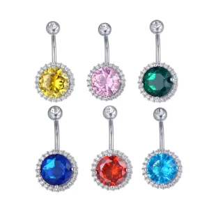 Body Piercing Jewelry Titanium Steel Inlaid Colorful Big Zircon Belly Piercing Navel Nail Diamond Ball Top
