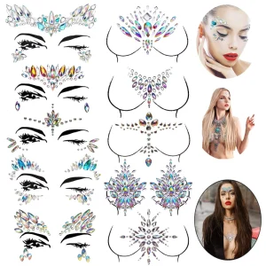 Body Resin Chest Crystal Stickers Accessories-festival Rhinestone Decorations Tattoo Face Gems For Breast Petals