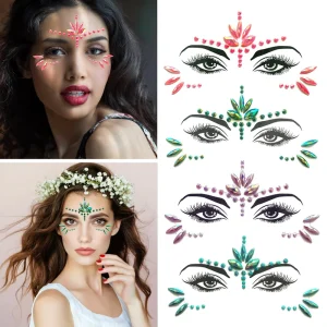 Body Sticker Factory CustomTemporary Forehead Face Rhinestone Jewels Body Crystal Rave Party Carnival Festival Gems EDM Makeup