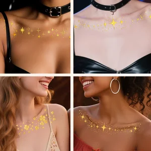 Body Tattoos Waterproof Makeup Tattoo Stickers for Face New Collarbone Party Accessory