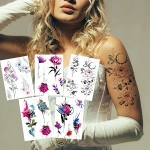 Body Temporary Tatoo Sticker Waterproof Rose Flower Temporary Tattoo for Women