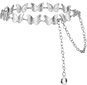Bohemian Layered Y2K Metal Waist Body Chain Belt For Women Vintage Butterfly Star Seashell Pearl Belly Chains Jeans Accessories