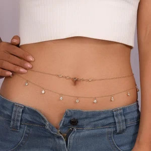 Bohemian Sexy Crystal Pendant Body Chains for Women Female Double Layer Waist Chain Trendy Summer Wedding Engagement Party