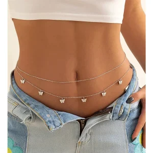 Boho Vintage Double Layer Crystal Shiny Waist Body Chains Beaded Women’s Round Sequin Pendant Fashion Jewelry Body Chain