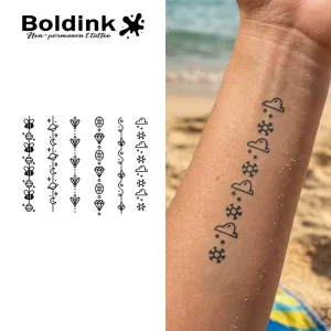 Boldink Custom Realistic Vertical Chain Body Art Waterproof Long Lasting 2 Weeks Jagua Juice Ink Tattoo Sticker