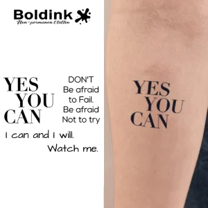 Boldink Custom Realistic Yes You Can Inspirational Quote Body Art Waterproof Long Lasting 2 Weeks Jagua Juice Ink Tattoo