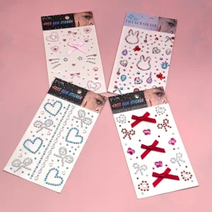 Bow Face Gemstone Stickers Heart Rhinestones Hair Jewel Self Adhesive Crystal Sticker for Face Hair Body