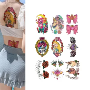 Bow Flower Butterfly Animal Tattoo Arm Back Waterproof Temporary Tattoo Sticker for Girls Women