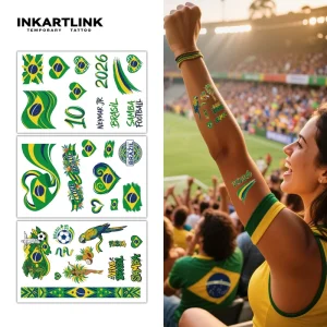 Brazil Neymar Samba Style Waterproof Tattoo Stickers 3 Sheets for Adults and Kids