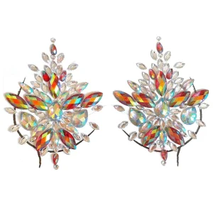Breast Jewel Sticker Chest Gem Glitter Rhinestone Temporary Tattoo Decoration Jewels Body Art Decor Paste for Crystal Festival