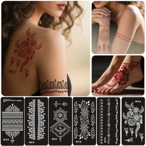 Bridal Henna Mehndi Designs for Hand & Foot Temporary Tattoo Stickers Stencil Hollow Tattoo Stickers