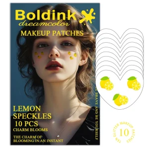 Bright Lemon Fruit Face Makeup Patches 10PCS Glitter Speckles Instant Blooming Stickers for Summer Outdoor Party Decoration