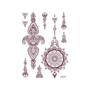 Brown Black Body Art Henna Temporary Tattoo Stickers for Hand Decoration