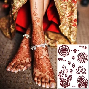 Brown Lace Water Transfer Eco Friendly Fashionable Floral Pattern Tattoo Sticker for Body & Face