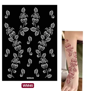 Brownish Red Mandala Tattoo Stickers Temporary Henna for Hands & Fingers