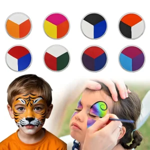 Bulk 3 Color Split Face Paint Cakes Set Water Based & Washable Kids Party & Festival Makeup
