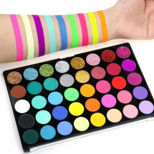 Bulk 40 Color Water Activated Neon Matte Pearlescent Glitter Face Body Paint Palette Smudge Proof Easy Wash Off