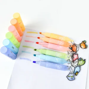 Bulk 6 Colors Sweet Pastel Cream Soft Pens Cute Cartoon Glitter Kawaii DIY Craft Stationery Highlighters for Resale
