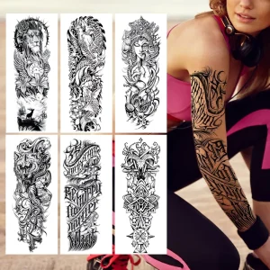 Bulk Customized Designs Non Toxic Removable Temporary Body Hand Full Arm Tattoo Stickers for Adults