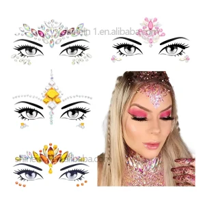 Bulk Festival Carnival Crystal Face Gems Adhesive Rhinestone Mermaid Face Jewel Stickers