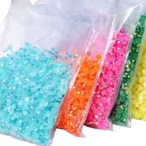 Bulk Hot Fix Flat Back Transparent AB Jelly Resin Rhinestones 2 3 4 5 6mm Glue on for Shoes Garment Bags
