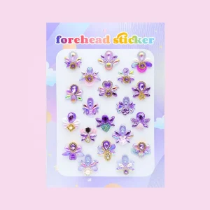 Bulk Purple Mermaid Forehead Stickers | Rhinestone & Pearl Accents | Kids Face Decor