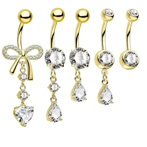 Butterfly Belly Button Stud Piercing Jewelry Stainless Steel Dangle Crystal Pendants