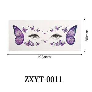 Butterfly Face Temporary Tattoo Stickers Self Adhesive Glitter Heart Star Eye Stickers Festival Party Cosmetic Face Decorations