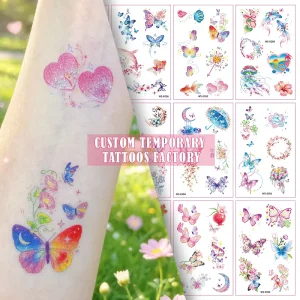 Butterfly Glitter Water Transfer Temporary Tattoos Loose Powder Stickers for Party & Festival