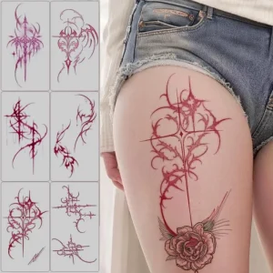 Butterfly Tattoo Stickers Full Body Water Resistant Long-lasting Water Transfer Red Purple