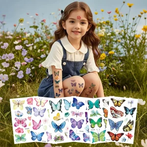 Butterfly Tattoo Stickers Waterproof Sweat Children’s Cute Watercolor Cartoon Colorful Temporary Tattoo Stickers