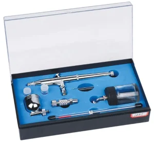 CE Certified BT-134T Dual Action Airbrush Kit Professional Art Work Interchangeable Nozzles Copper Gravity/Siphon Feed Paint