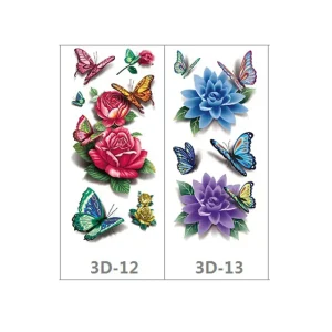 CE Certified Body Art Sexy 3D Roses Flower Temporary Waterproof Tattoo Paste & Stickers Lasting 3 7 Days