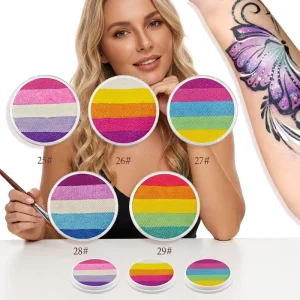 CE EN71 Facepainting Rainbow Bulk Water-Based One-Stroke Rainbow Split Cake Face Paint Palette Body Painting Supplies