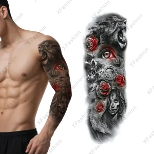 CMYK Big Size Large Full Arm Body Art Tattoo Body Sticker Temporary Tattoo Sticker for Arm Legs Personality Fashion