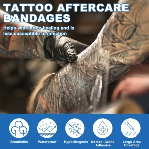 CNC Tattoo Aftercare Bandage 15cmX5m 0.012mm Medical Acrylic Glue PU Protective Film High Quality in Dispenser Box