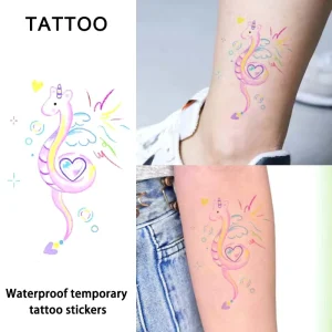 CQ New Arrival Colorful Cute Animals Cartoon Sticker Waterproof Water Transfer Temporary Glitter Tattoo Stickers for Children
