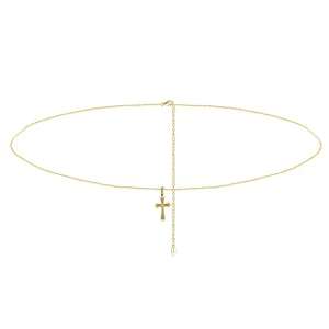 CW03 Sexy Cross Waist Chain Minimalist Cross Belly Belt Chain Bikini Stomach Fashion Body 925 Silver Jewellery