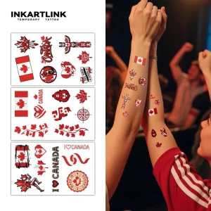 Canada Host Nation Fans’ Body Art 3 Waterproof Temporary Tattoo Stickers with Maple Leaf Design for Soccer Fans