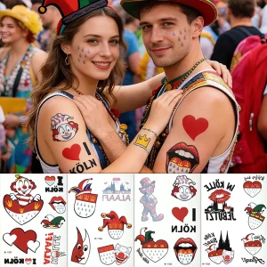 Carnival Temporary Tattoos Temporary Tattoo Sticker Water Transfer Process White Color Certified Waterproof Body Application