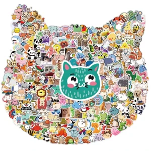 Cartoon Animal Doodle Stickers for Decorating Suitcases and Guitars No Residue Waterproof Stickers
