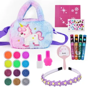 Cartoon Bag Kids Washable Makeup Toy Kit Water-Based Beauty Set for Girls Pretend Play Birthday Gifts