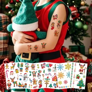 Cartoon Temporary Tattoo Stickers Water Transfer Body Decoration for Christmas Holiday Parties for Body Art
