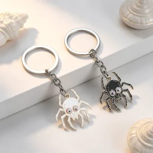 Cartoon Wacky Spider Keychain Spooky Cute Bag Chains Sturdy Keyring Bi Tone Zinc Alloy Pendant Halloween Gifts