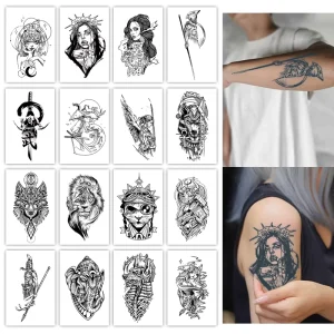 Character and Beats Design Temporary Tattoo Sacred Style Semi Permanent Tattoo Waterproof Last for 2 Week Herbal Tattoo for Arm