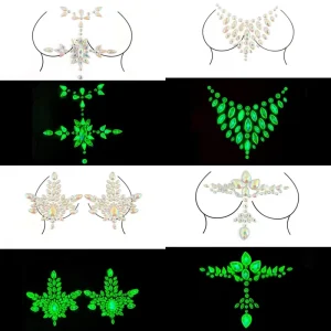 Chest Acrylic Rhinestone Stickers Rave Festival Body Jewels Round Shape Self Adhesive Body Gems for Party Club Wear