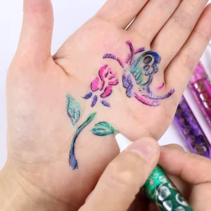 Children 6-Color Glitter Body Tattoo Pen Set Holographic Shimmer Gel Ink Washable 0.5mm Writing Width CE Certified
