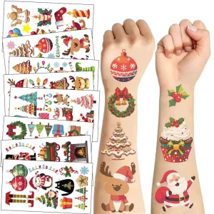 Children Christmas Cartoon Temporary Tattoo Stickers for Body Decor Funny Cute Festival Party Sticker